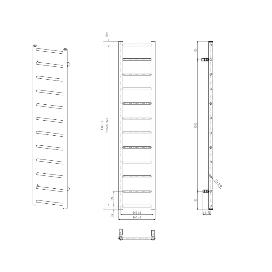 Sapho - Koupelnový radiátor DINA 278W 30x138 cm bílá