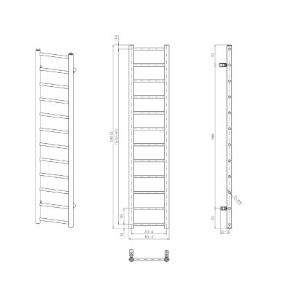 Sapho - Koupelnový radiátor DINA 278W 30x138 cm matná černá