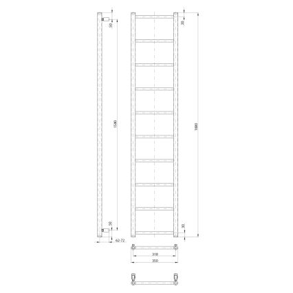 Sapho - Koupelnový radiátor DINA 334W 35x168 cm matná černá