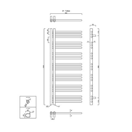 Sapho - Koupelnový radiátor DORLION 378W/230V 50x120 cm lesklý chrom