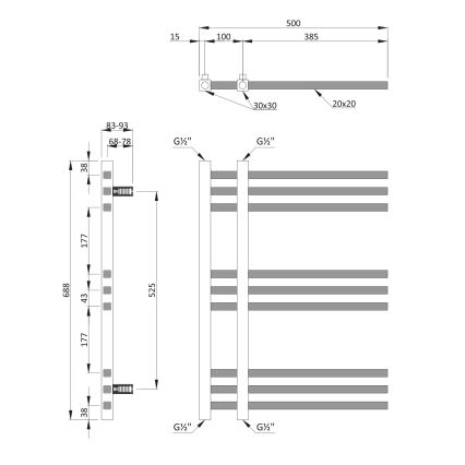 Sapho - Koupelnový radiátor MAGDALENA 241W/230V 50x69 cm lesklý chrom