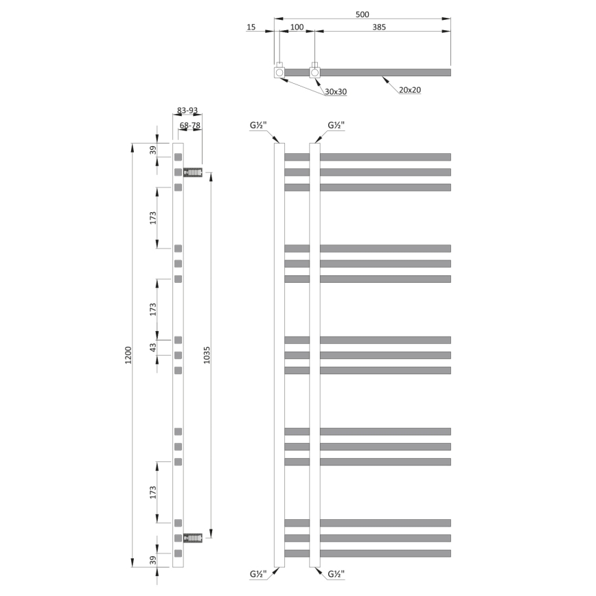 Sapho - Koupelnový radiátor MAGDALENA 408W/230V 50x120 cm lesklý chrom