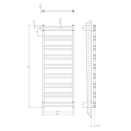 Sapho - Koupelnový radiátor METRO DOS 143x55 cm matná černá