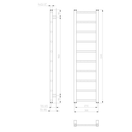 Sapho - Koupelnový radiátor METRO LIGHT 211W 30x114 cm bílá