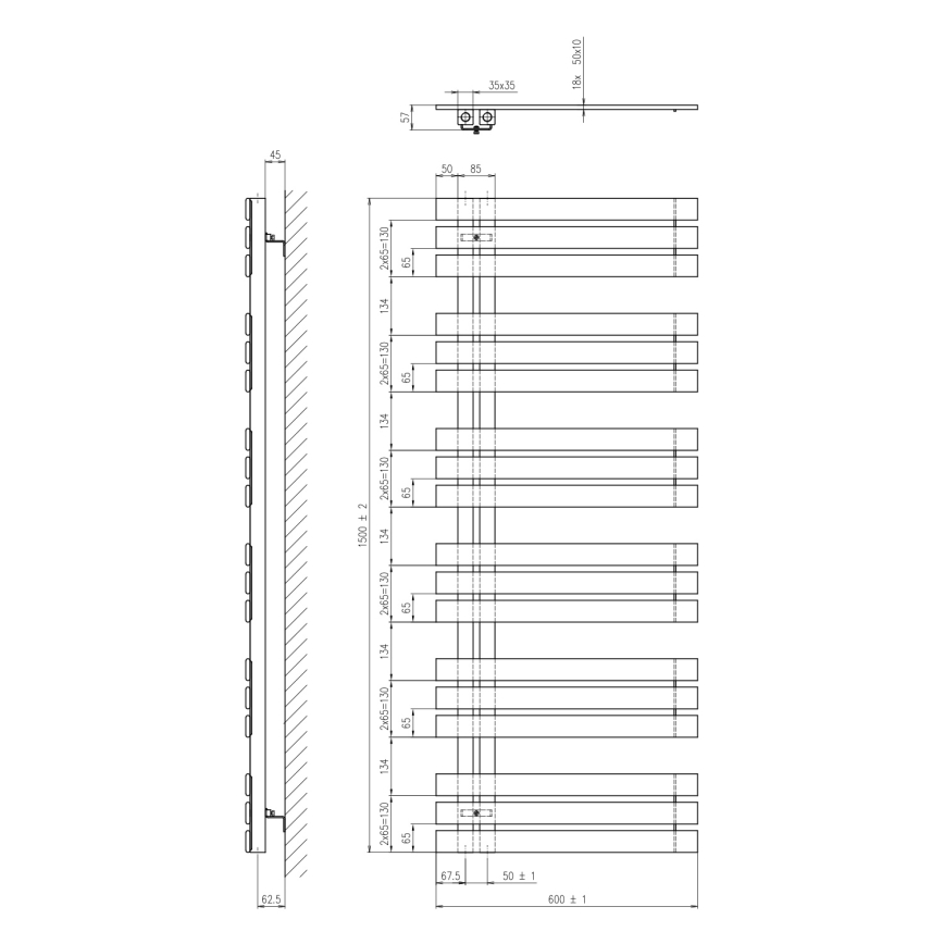 Sapho - Koupelnový radiátor SILVANA 680W/230V 60x150 cm bílá