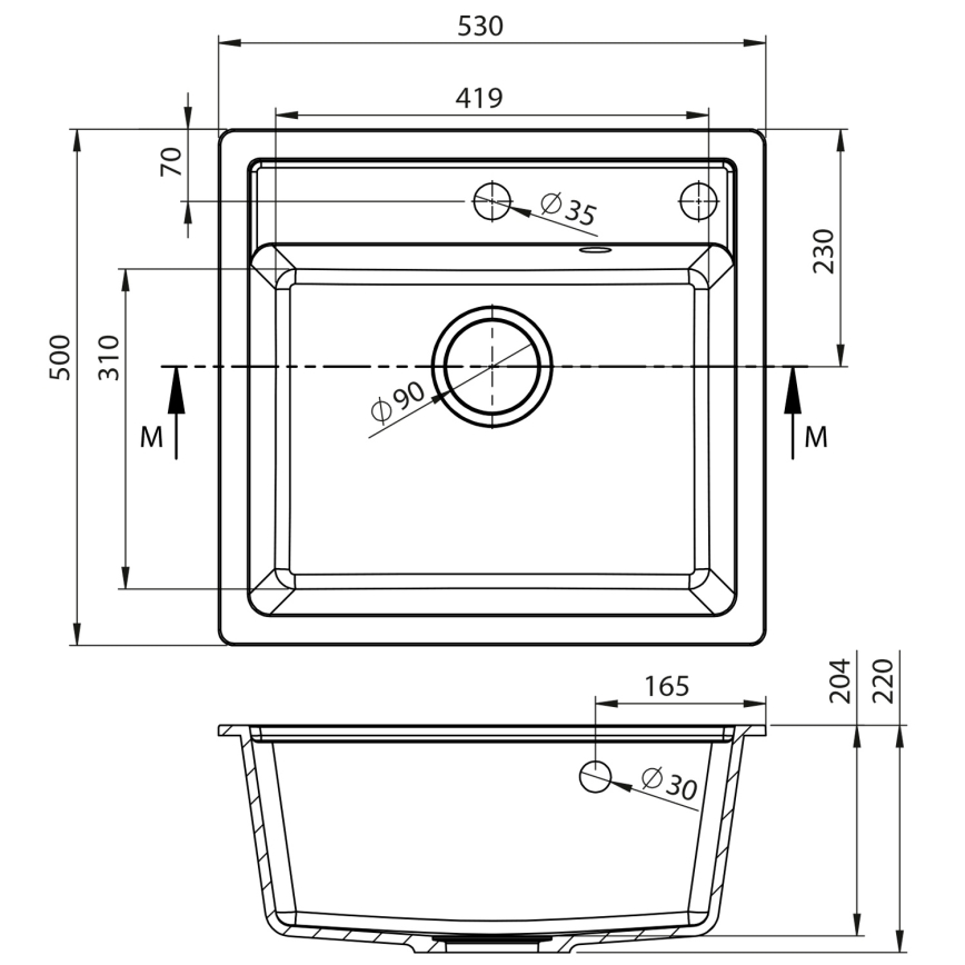 Sapho - Kuchyňský dřez 53x50 cm granit/béžová