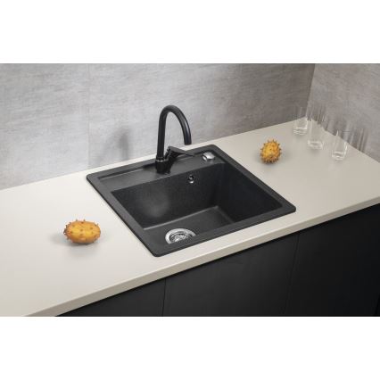Sapho - Kuchyňský dřez 53x50 cm granit/černá