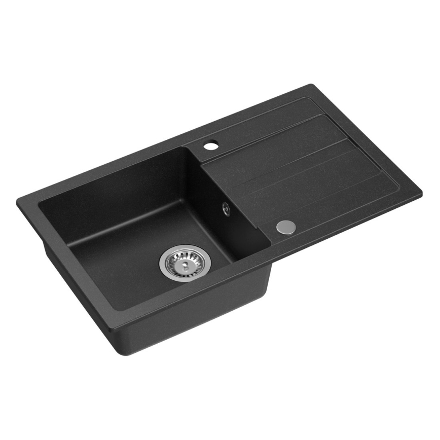 Sapho - Kuchyňský dřez 77x44 cm granit/černá