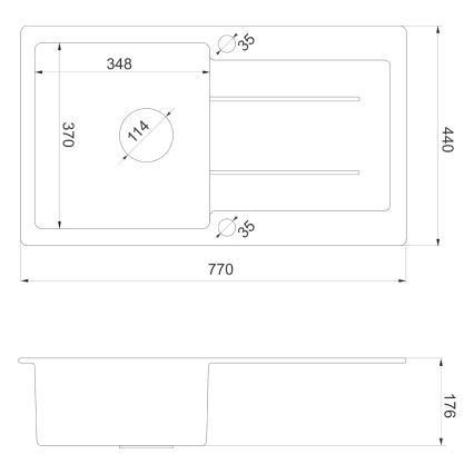 Sapho - Kuchyňský dřez 77x44 cm granit/černá