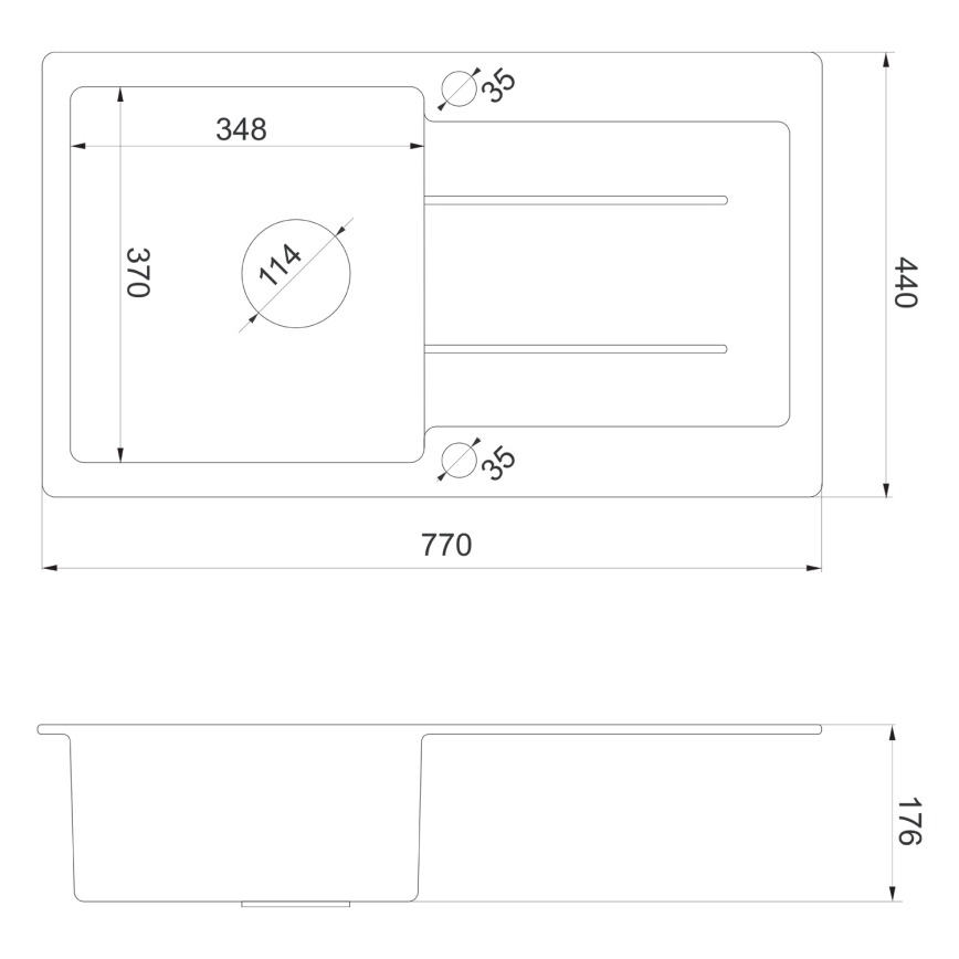 Sapho - Kuchyňský dřez 77x44 cm granit/černá