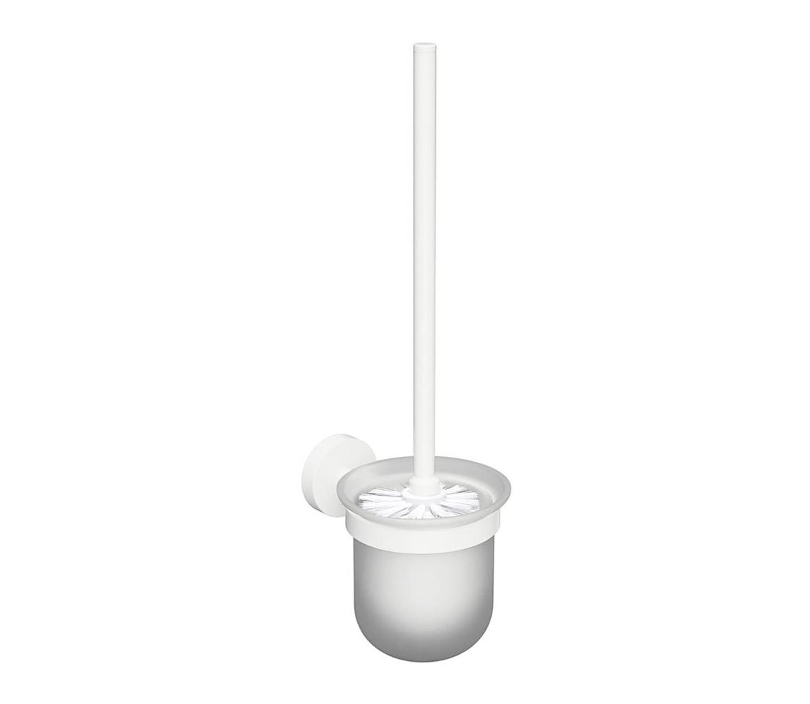 Sapho - Nástěnná WC štětka X-ROUND mléčné sklo/bílá XR303W