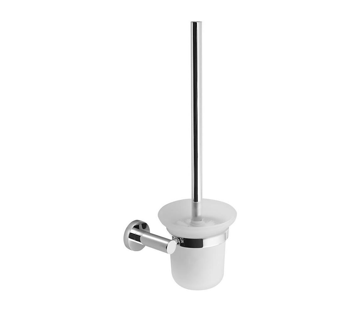 Sapho - Nástěnná WC štětka X-ROUND mléčné sklo/lesklý chrom XR323