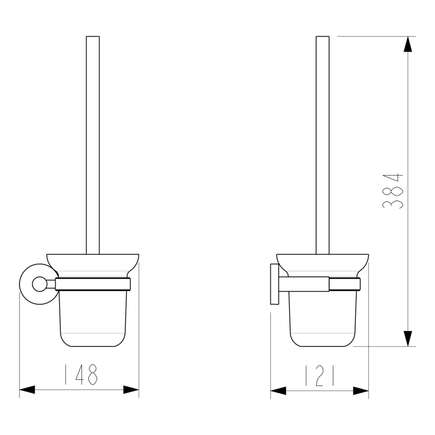 Sapho - Nástěnná WC štětka X-ROUND mléčné sklo/lesklý chrom