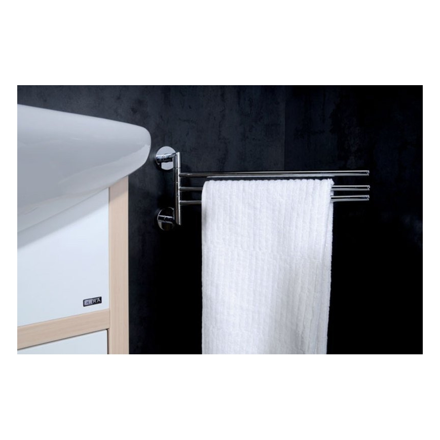 Sapho - Nástěnný věšák na ručníky otočný X-ROUND 19,5x45 cm lesklý chrom