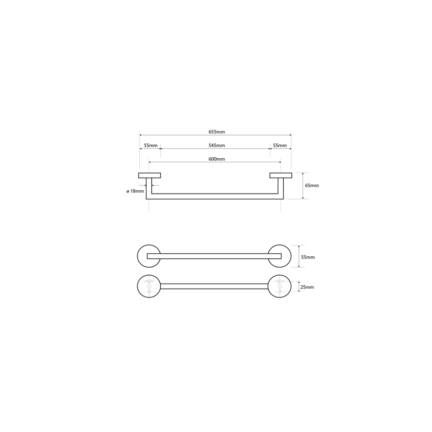 Sapho - Nástěnný věšák na ručníky X-ROUND 6,5x65,5 cm lesklý chrom