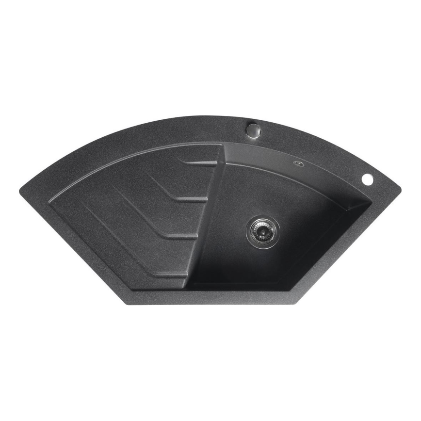 Sapho - Rohový kuchyňský dřez 114x57,5 cm granit/černá