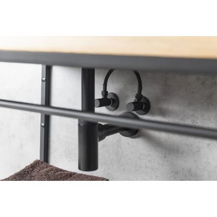 Sapho - Rohový ventil s rozetou kulatý/matná černá