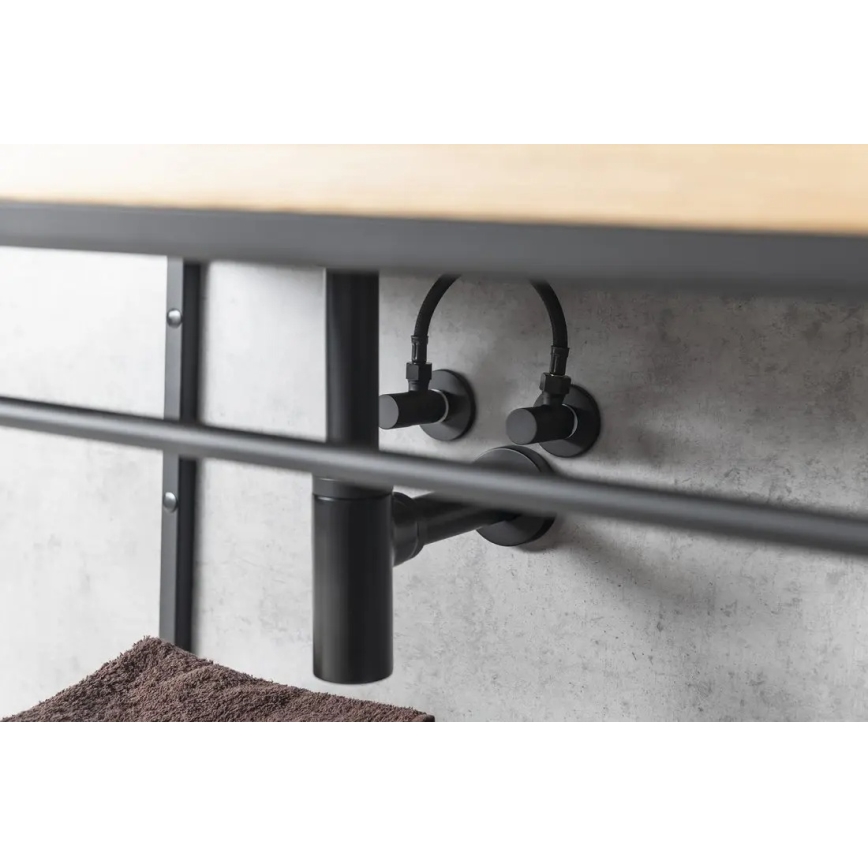 Sapho - Rohový ventil s rozetou kulatý/matná černá