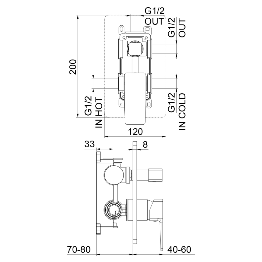 Sapho - Sprchová baterie pro podomítkovou instalaci TURSI matná černá