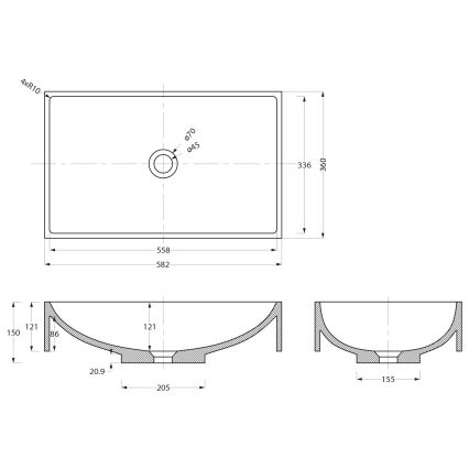 Sapho - Umyvadlo na desku 58x36 cm beton/béžová