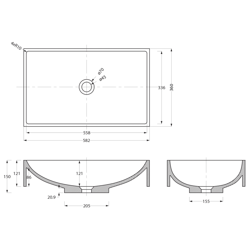 Sapho - Umyvadlo na desku 58x36 cm beton/béžová