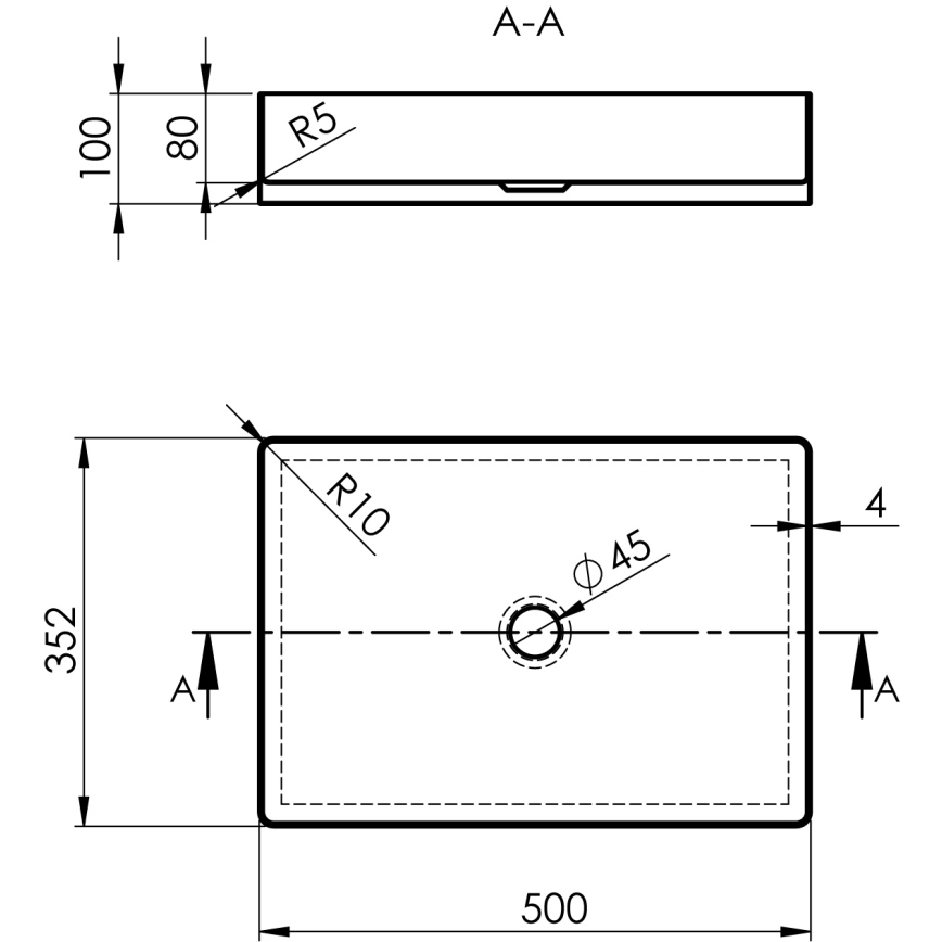 Sapho - Umyvadlo na desku AURUM 50x35 cm antracit
