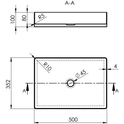 Sapho - Umyvadlo na desku AURUM 50x35 cm matná zlatá