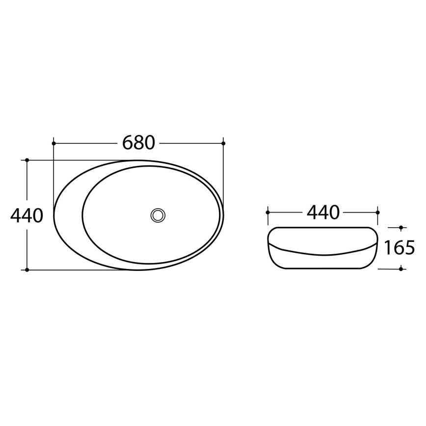 Sapho - Umyvadlo na desku DALMA 68x44 cm grigio