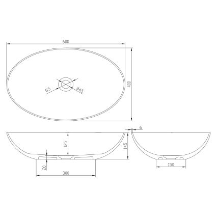 Sapho - Umyvadlo na desku FORMIGO 60x40 cm beton/béžová