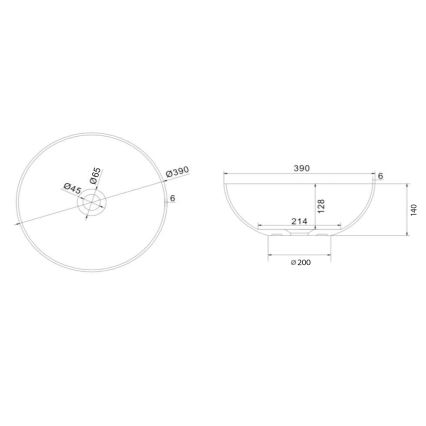 Sapho - Umyvadlo na desku FORMIGO pr. 39 cm beton/antracit