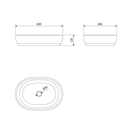 Sapho - Umyvadlo na desku PRIORI 60x40 cm keramika/černá/modrá