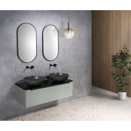 Sapho - Umyvadlo na desku TURF pr. 44 cm beton/černý granit