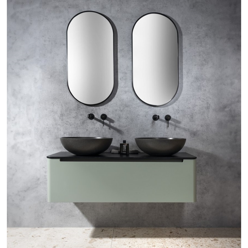 Sapho - Umyvadlo na desku TURF pr. 44 cm beton/černý granit