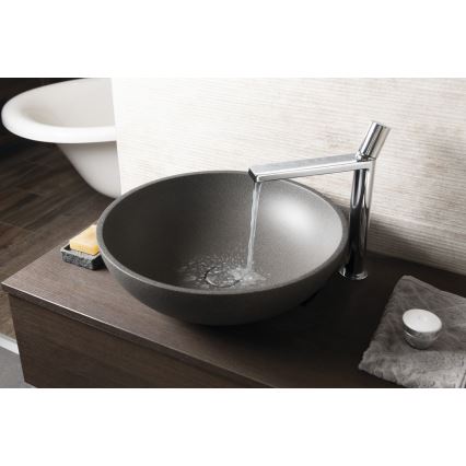Sapho - Umyvadlo na desku TURF pr. 44 cm beton/černý granit
