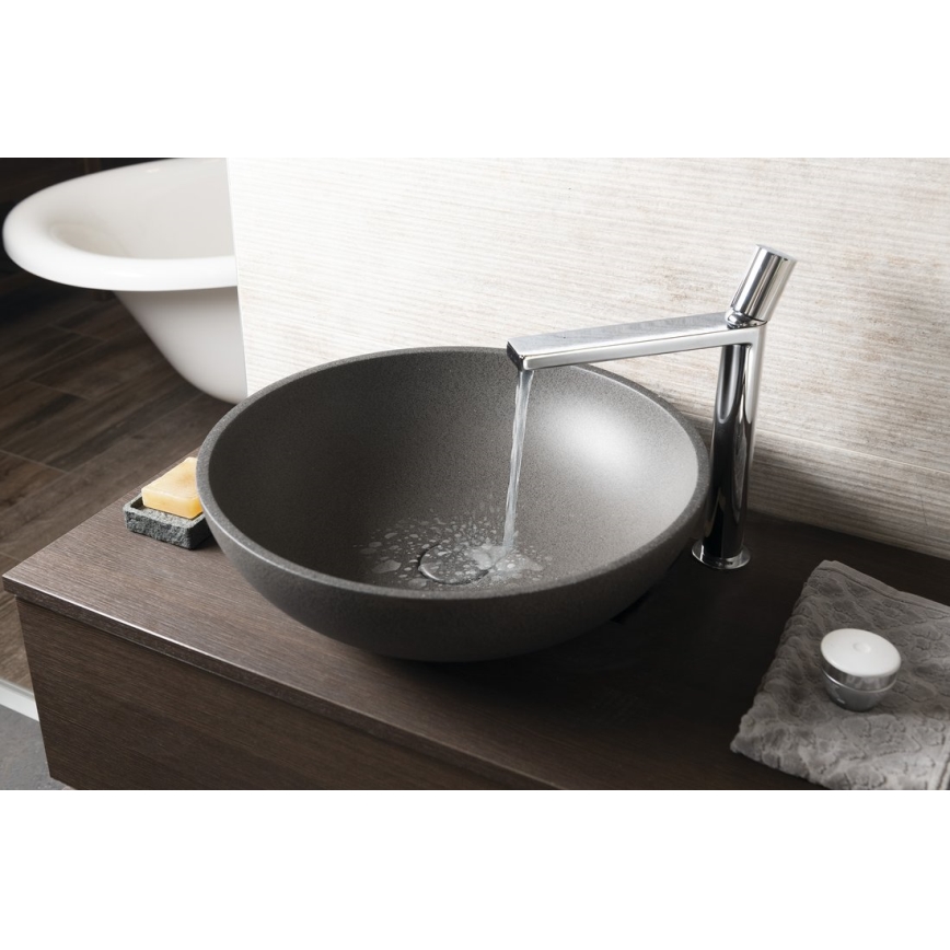 Sapho - Umyvadlo na desku TURF pr. 44 cm beton/černý granit