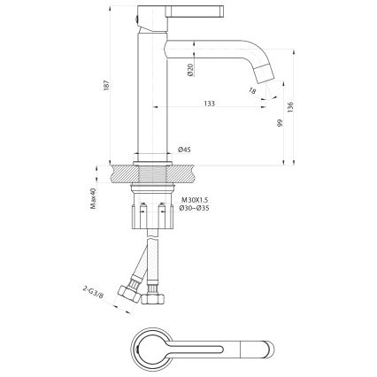 Sapho - Umyvadlová baterie ICONIC 18,7 cm matná černá