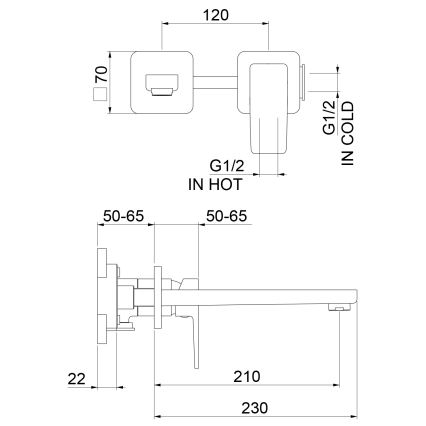 Sapho - Umyvadlová baterie pro podomítkovou instalaci TURSI lesklý chrom