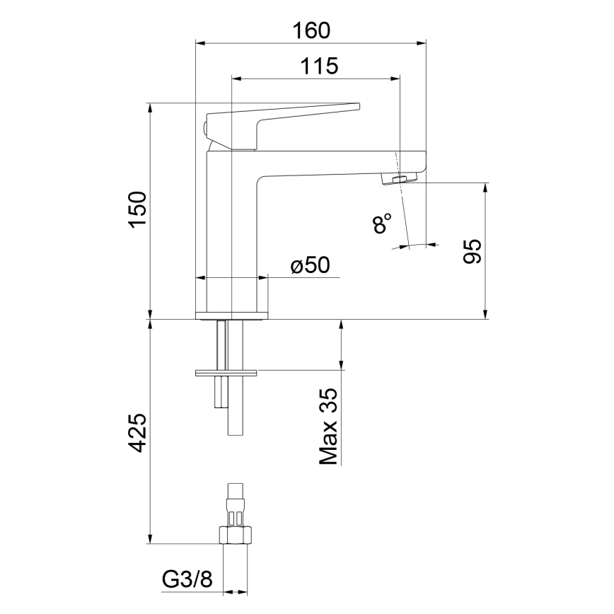 Sapho - Umyvadlová baterie TURSI 15 cm lesklý chrom