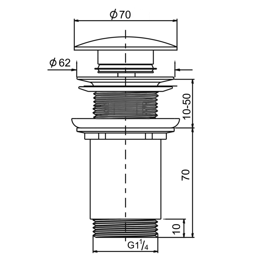 Sapho - Umyvadlová výpusť pr. 7 cm matná černá/lesklý chrom
