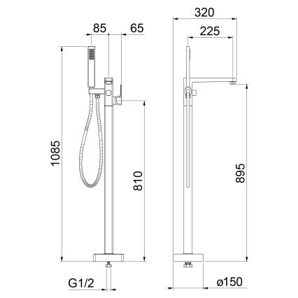 Sapho - Volně stojící vanová sada s baterií TURSI matná černá