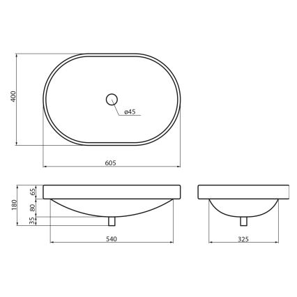 Sapho - Zápustné umyvadlo LIMA 60x40 cm keramika/bílá