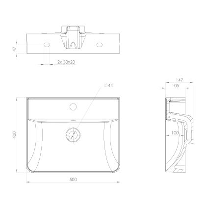 Sapho - Závěsné umyvadlo 50x40 cm litý mramor/bílá