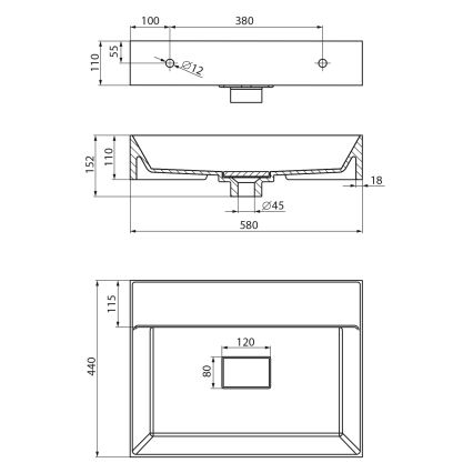 Sapho - Závěsné umyvadlo GODIVA 58x44 cm mramor/bílá