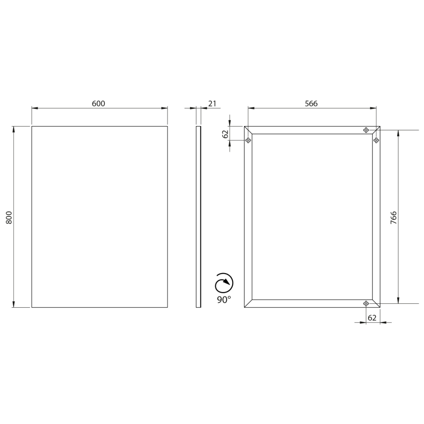 Sapho - Zrcadlo v rámu AROWANA 60x80 cm matná černá