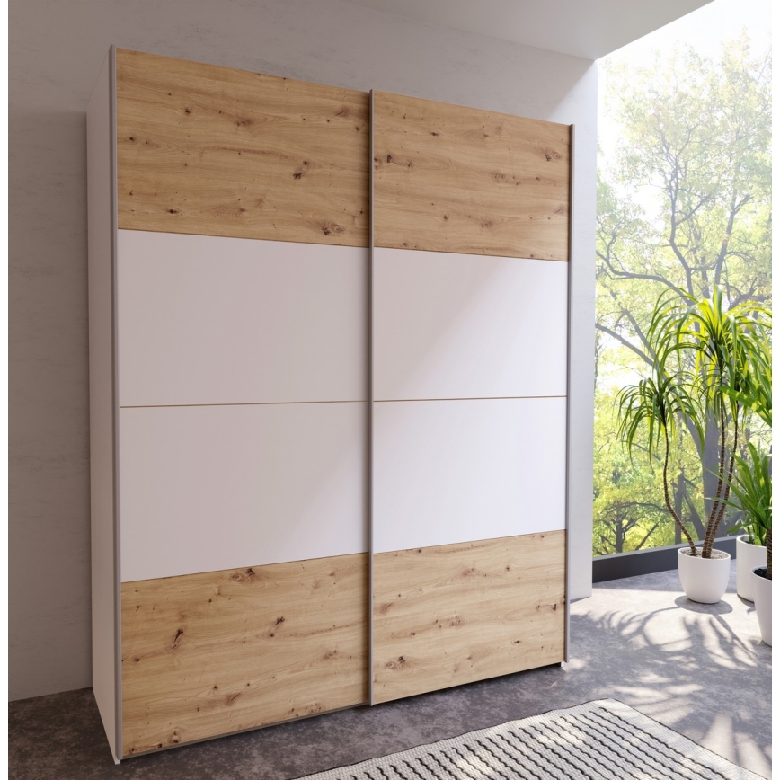 Šatní skříň KARO 170x210 cm bílá/dub artisan