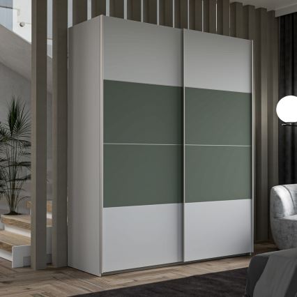 Šatní skříň KARO 170x210x61 cm šedá/zelená