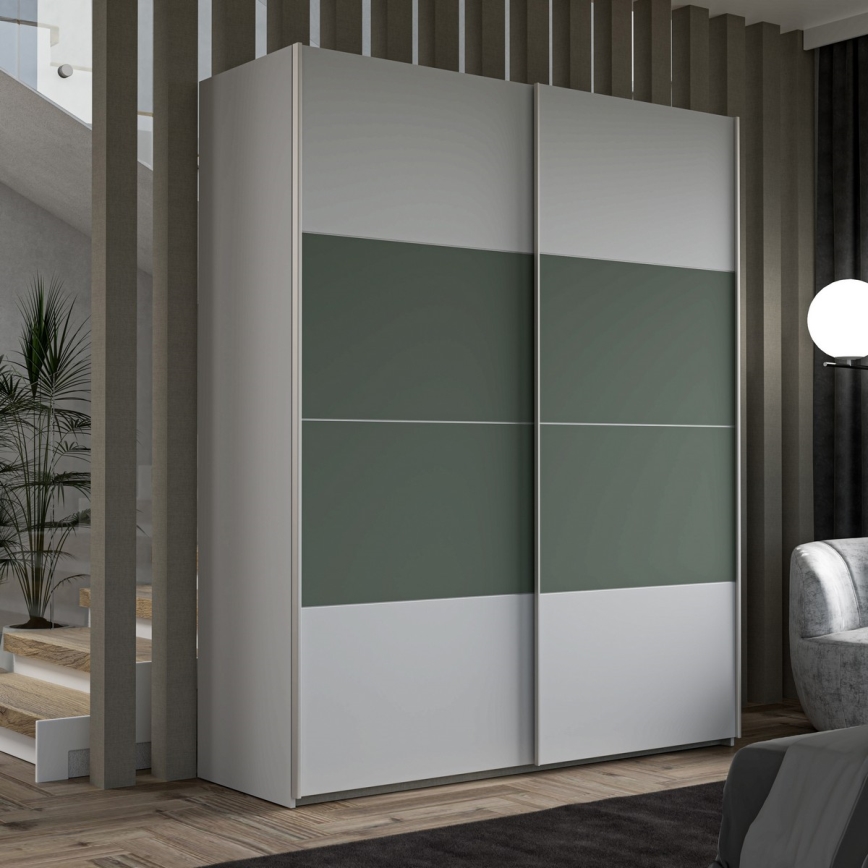 Šatní skříň KARO 170x210x61 cm šedá/zelená
