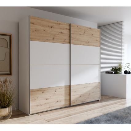 Šatní skříň KARO 220x210x61 cm bílá/dub artisan