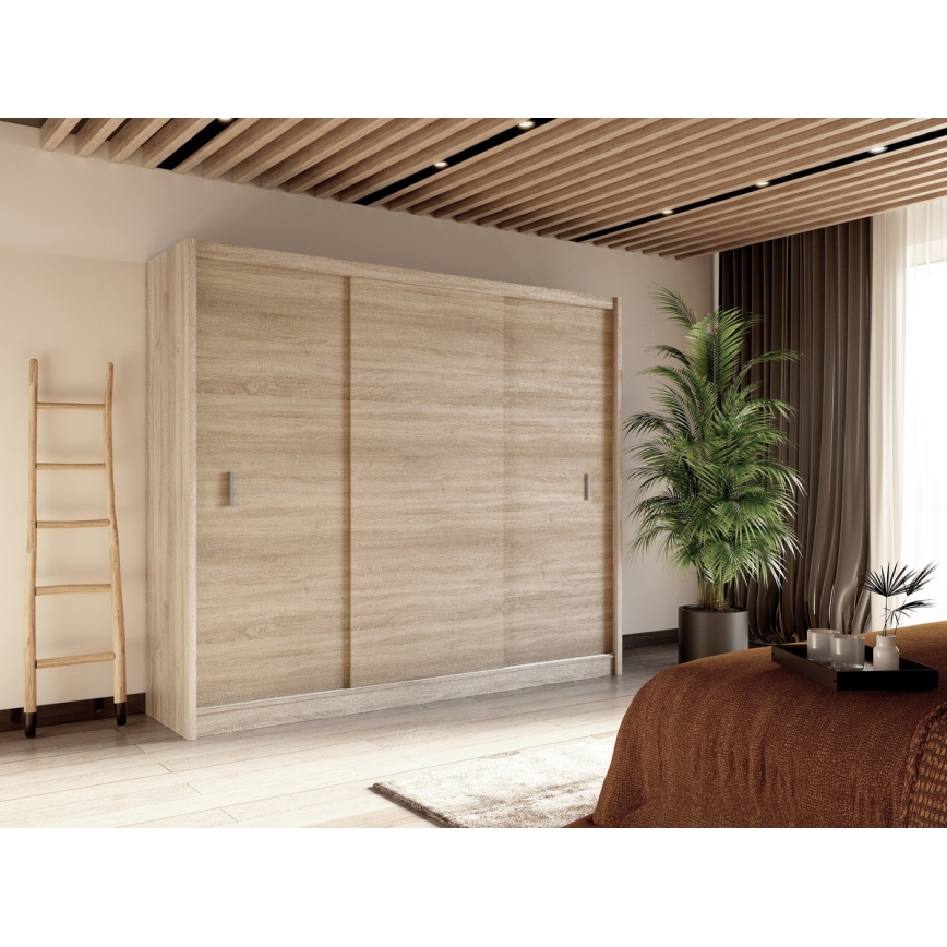 Šatní skříň s posuvnými dveřmi SAPHIRA 250x215x61 cm dub sonoma
