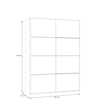 Šatní skříň se zrcadlem KARO 150x210x61 cm bílá